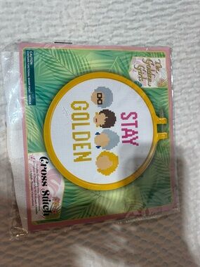 Signature 'Stay Golden' Cross Stitch Kit - Yellow, Pink, Gray